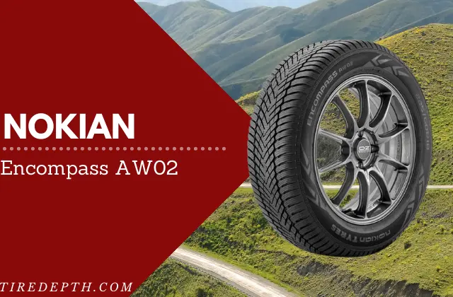 Nokian Encompass AW02 Tire on the green background road