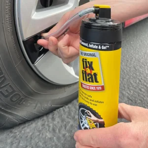 Fix-a-flat filling tire air