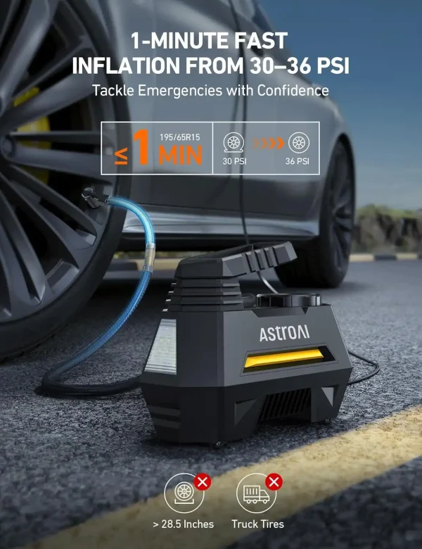 Portable tire inflator in work