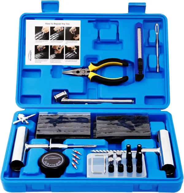 Heavy duty tire repair kit inside view